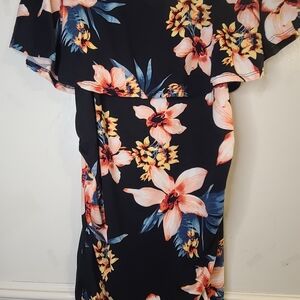 Maternity Floral Black Dress Size M